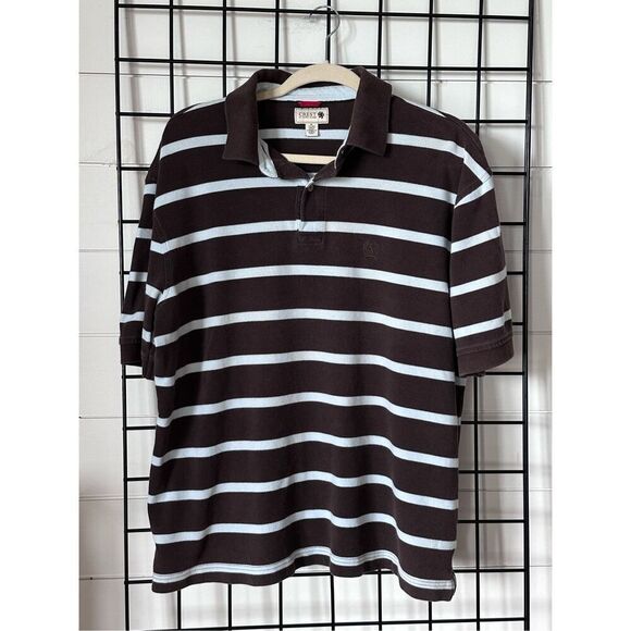Y2K Crest by Tommy Hilfiger SS Polo Shirt Men’s XL Brown Blue Preppy - Picture 1 of 8
